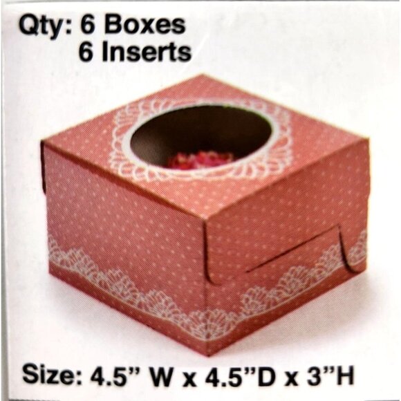 Individual Cupcake Boxes Pink New 2 packages of 6, with Inserts and Clear Window - Picture 2 of 8